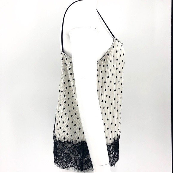 TOPSHOP polka dot pleated cami top lace hem - Picture 7 of 8